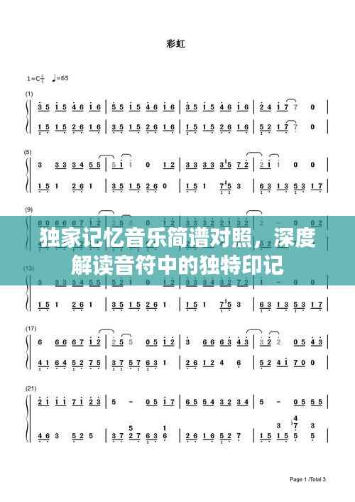 独家记忆音乐简谱对照，深度解读音符中的独特印记