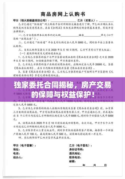 独家委托合同揭秘,房产交易的保障与权益保护!