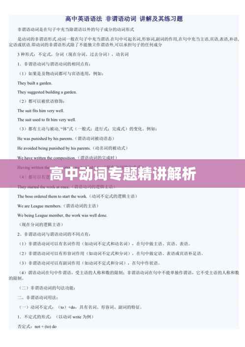 高中动词专题精讲解析