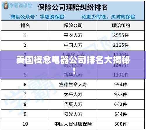 美国概念电器公司排名大揭秘！