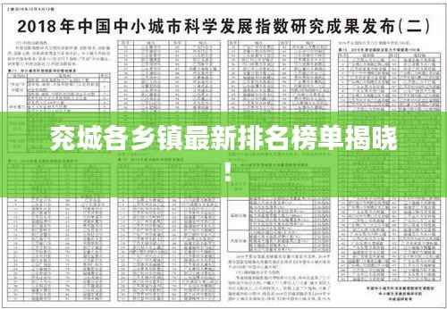 兖城各乡镇最新排名榜单揭晓!